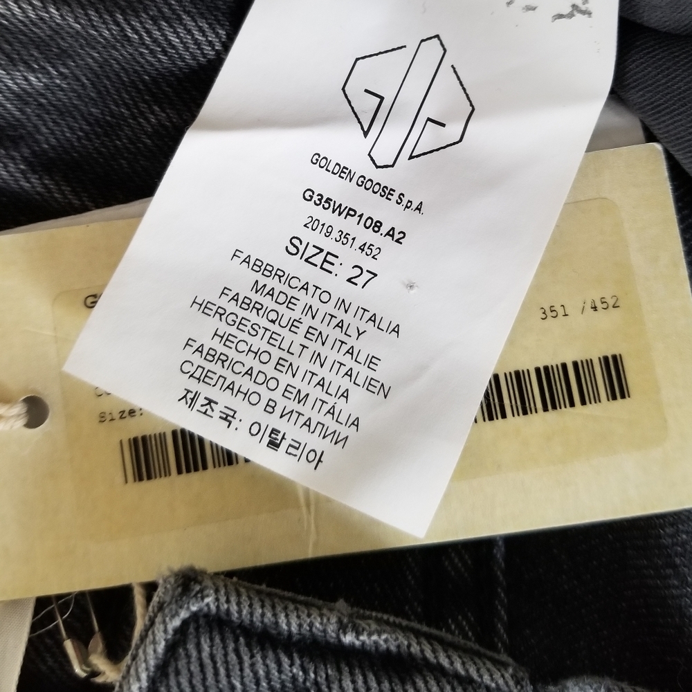 Golden Goose Jolly Distressed Carrot Fit Jeans Black Gray Size 27 - Picture 13 of 15